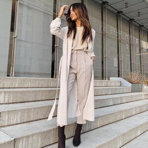 Aritzia Babaton Kahlo Wrap Jacket Tie Waist Bone White Cream Size Medium